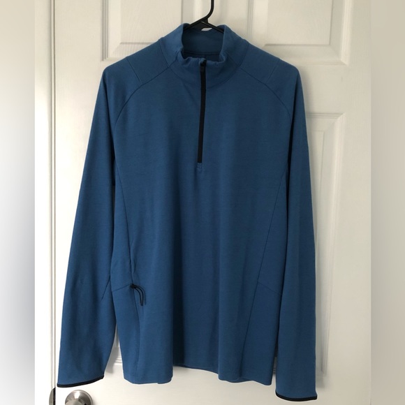 Gapfit Athletic Mens Long Sleeve Pullover Blue Zip Up Pullover SZ M - Picture 1 of 5